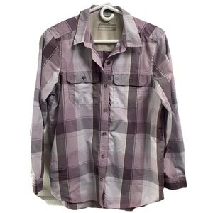 Eddie Bauer Mountain Women's Purple&Gray Button Up Shirt  Button Up Sleeve Sz. S